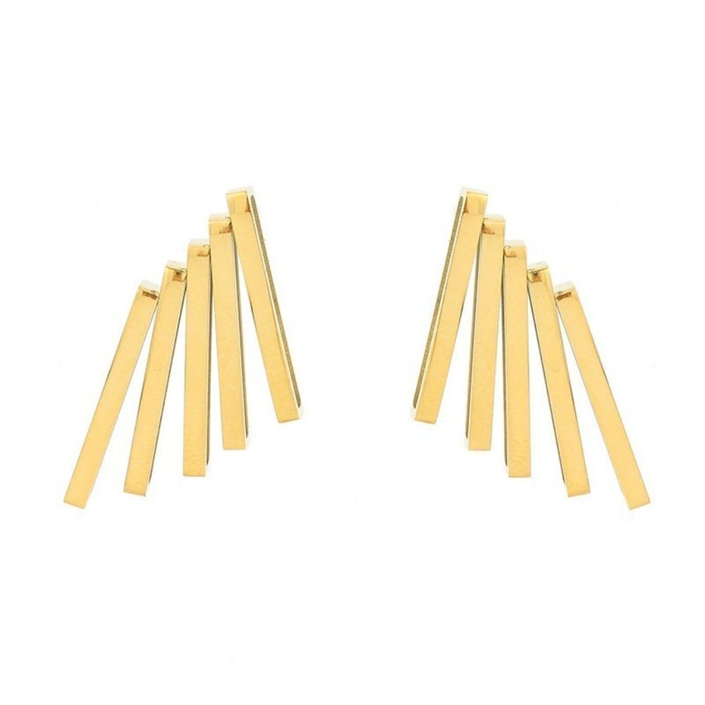 Gold Color Rectangular Stud Earrings - image 6